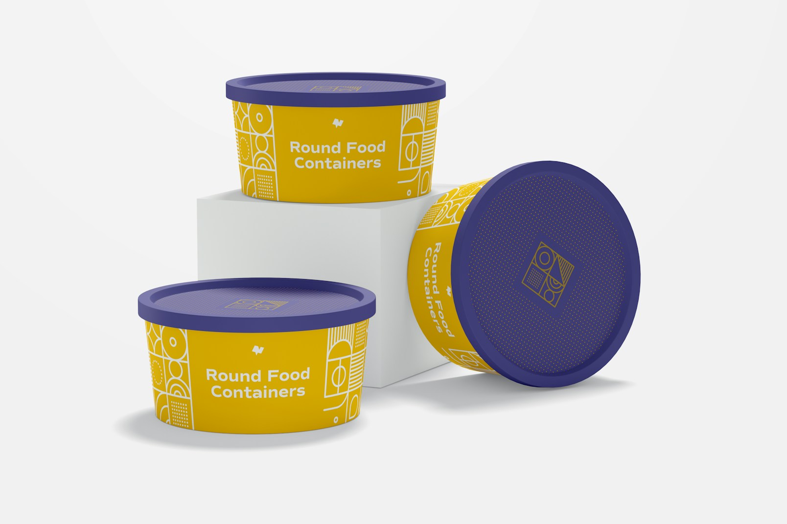 Round Plastic Food Delivery Container Set Mockup