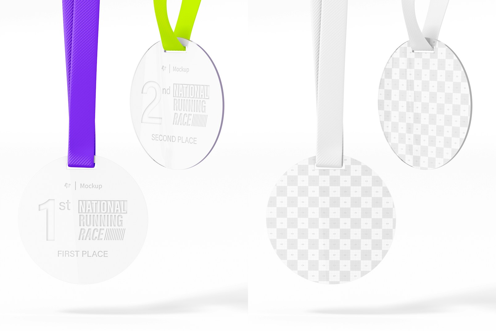 Acrylic Round Medals Mockup, Floating