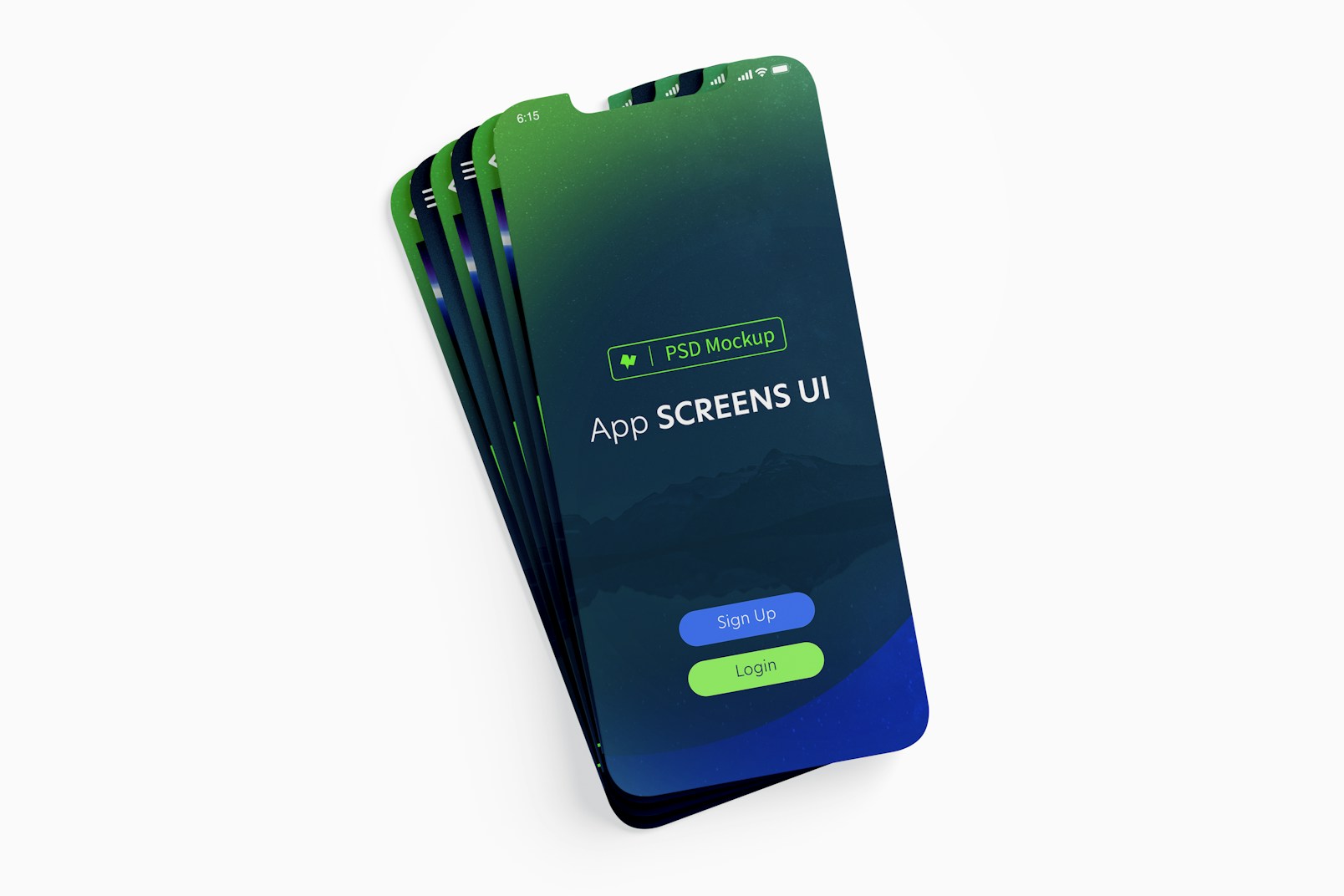 App Screens UI Mockup, Stacked