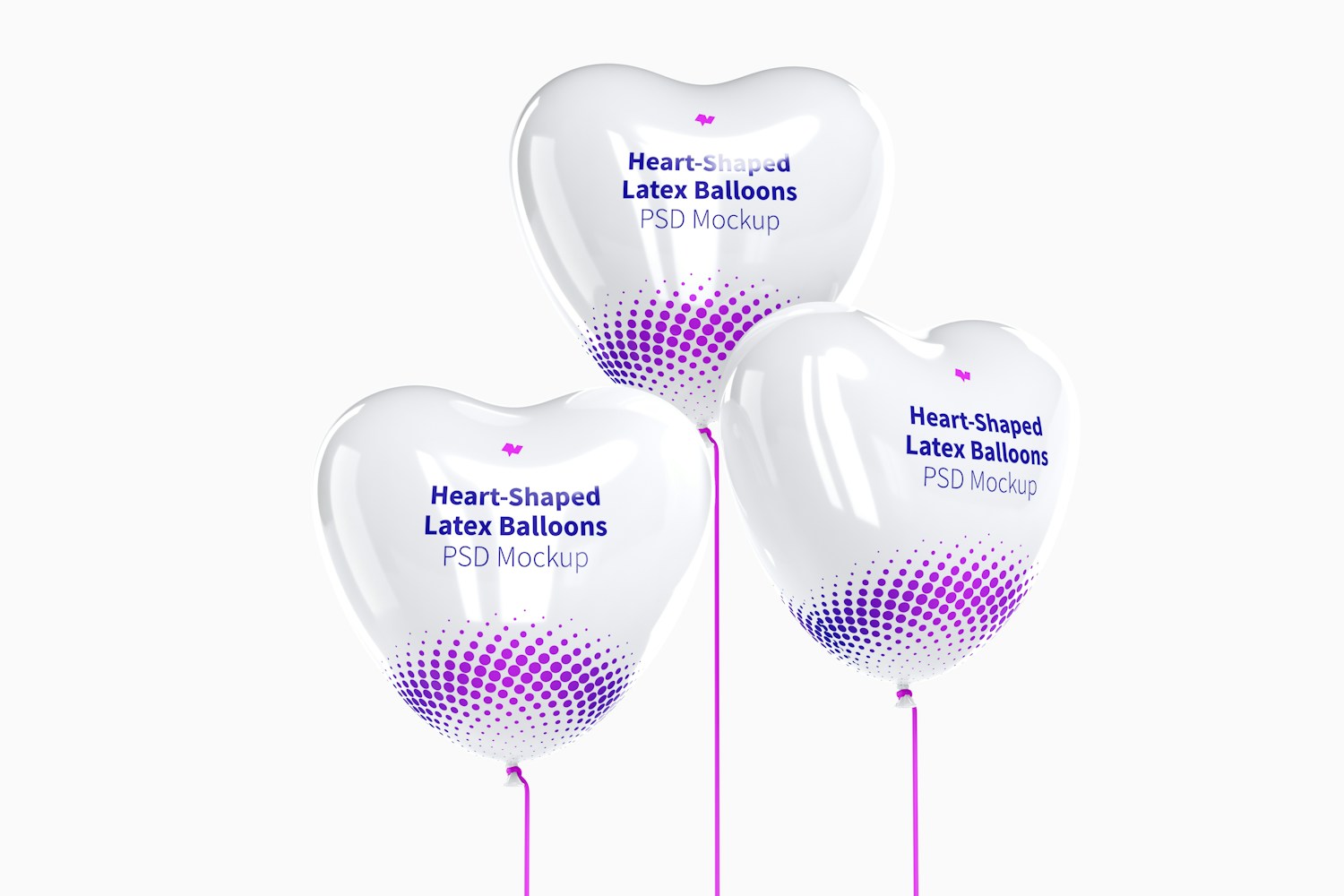 Heart-Shaped Latex Balloons Set Mockup, Front View Heart-Shaped Latex Balloons Set Mockup, Front View