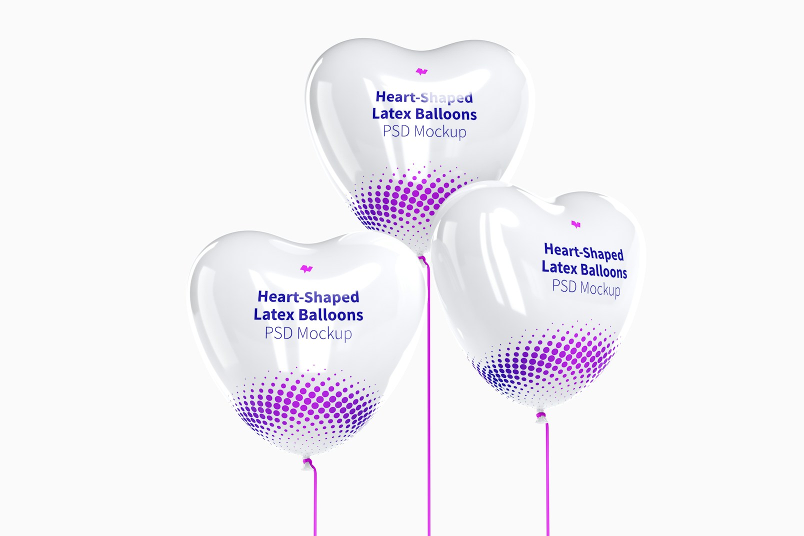 Heart-Shaped Latex Balloons Set Mockup, Front View
