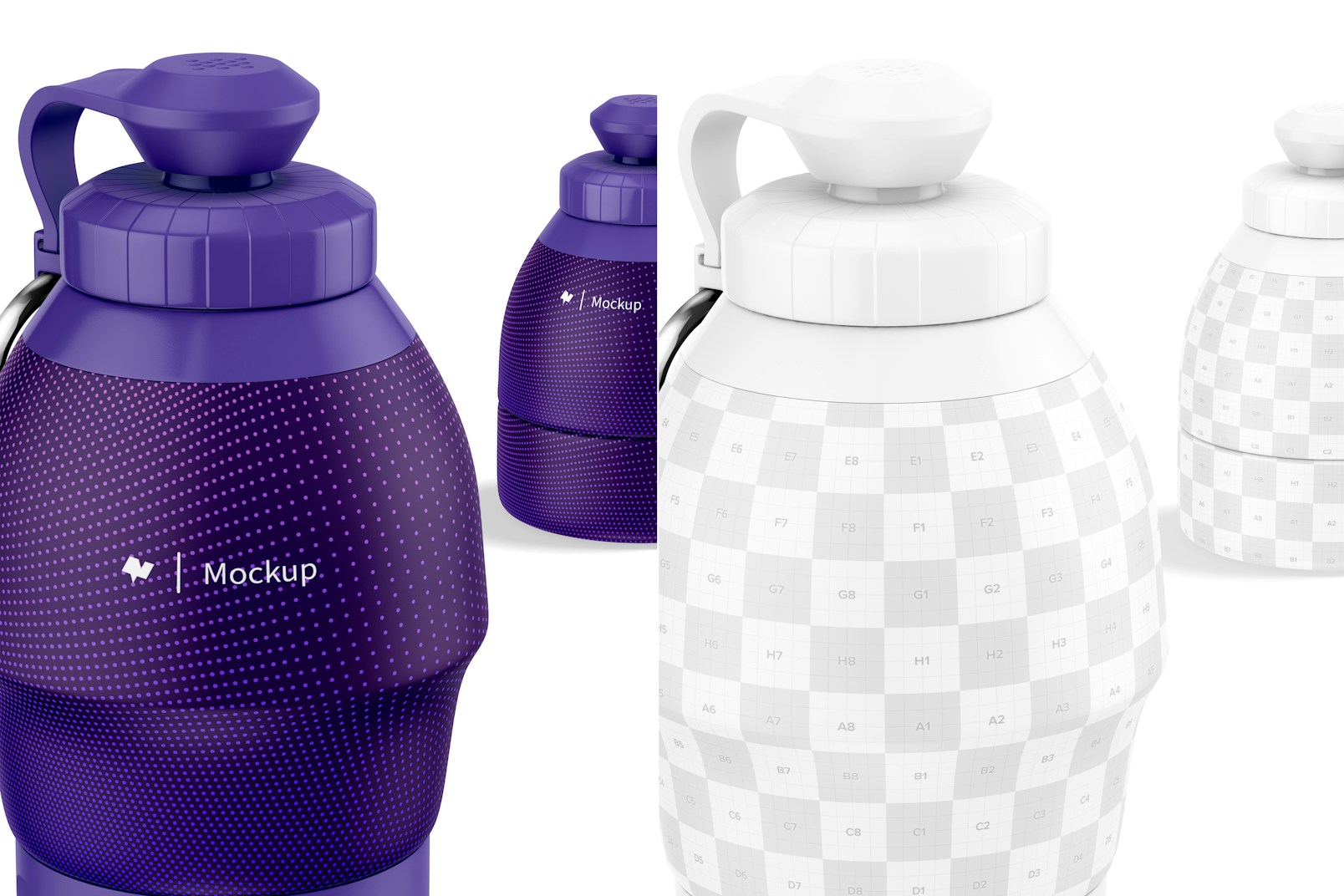 Collapsible Silicone Water Bottle Mockup, Close Up