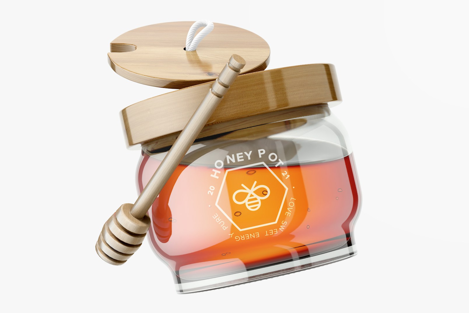 Honey Pot with Dispenser Mockup, Floating