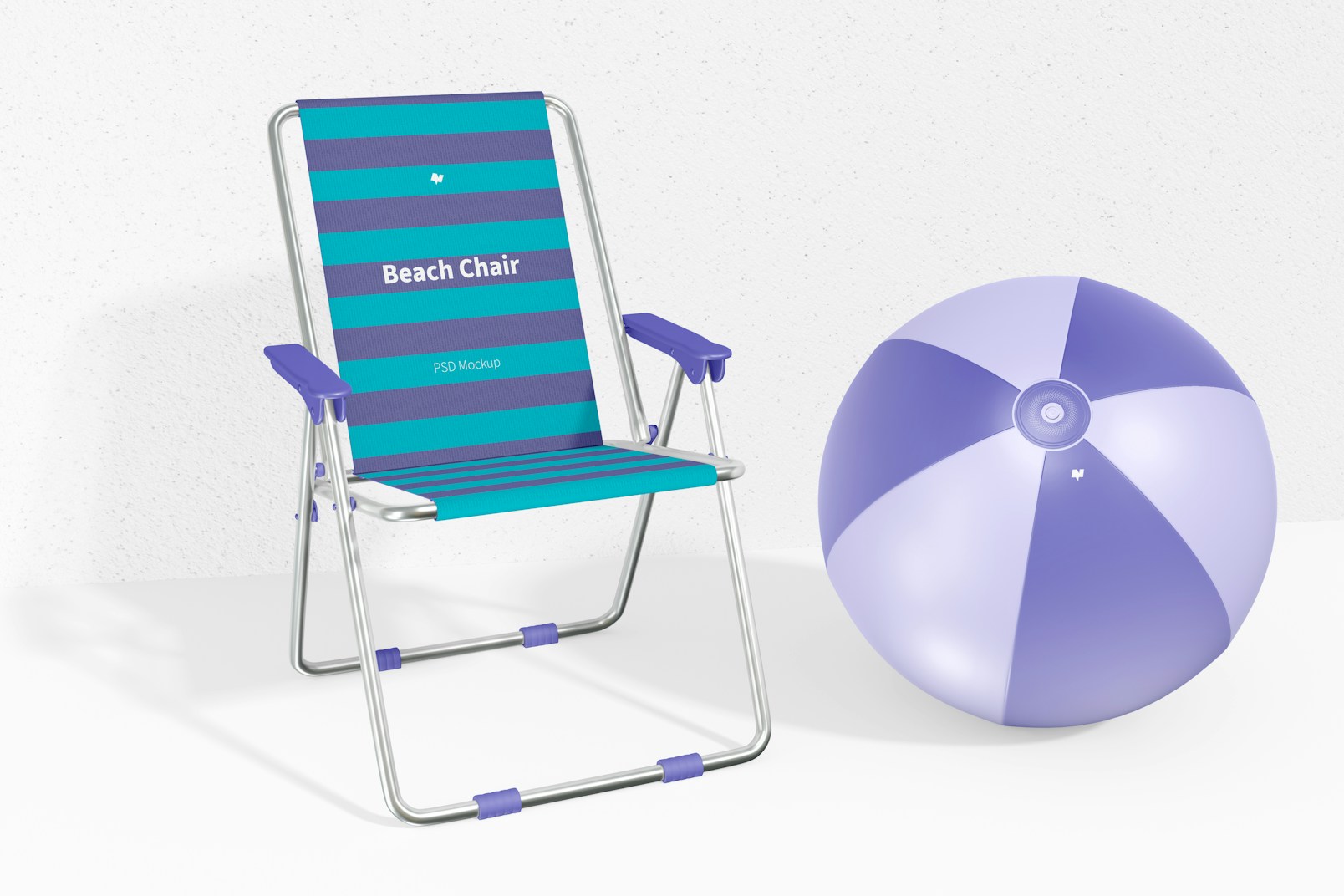 Beach Chair with Beach Ball Mockup