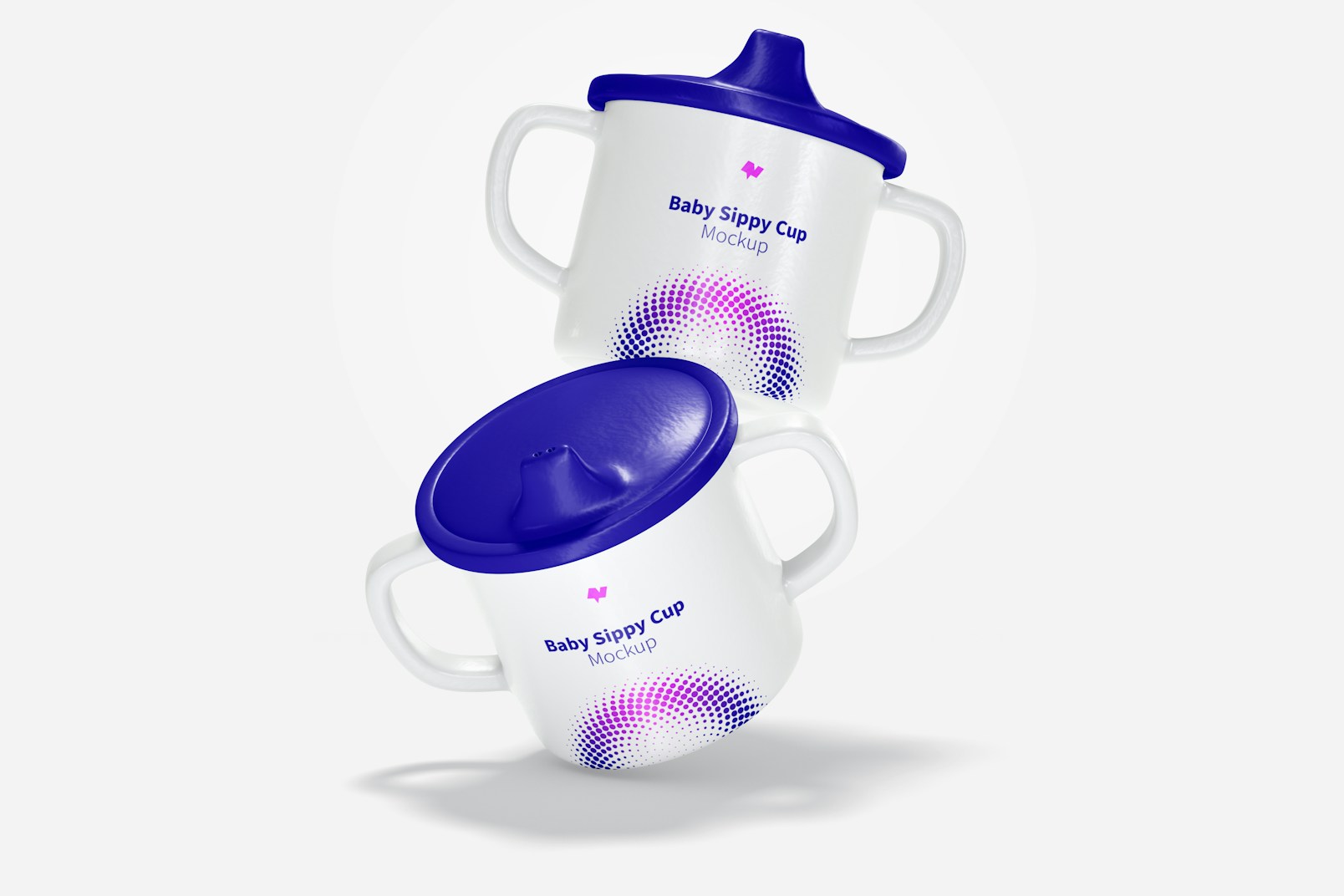 Baby Sippy Cups Mockup, Falling