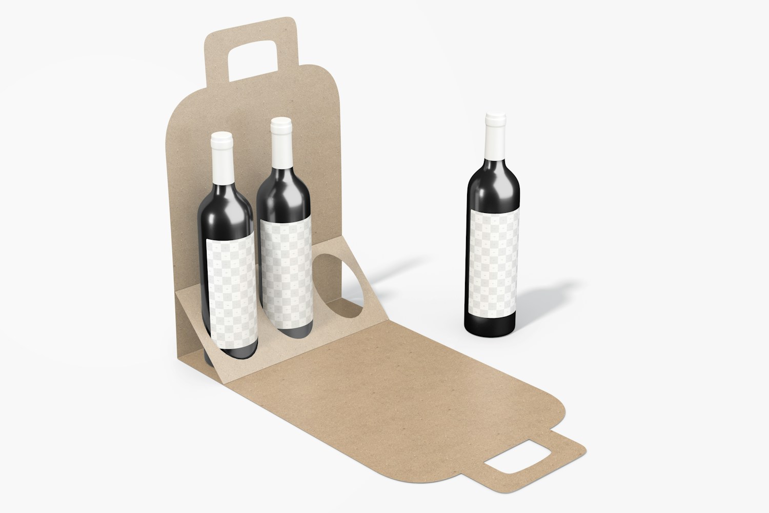 Small Wine Bottle Paper Box Mockup, Opened