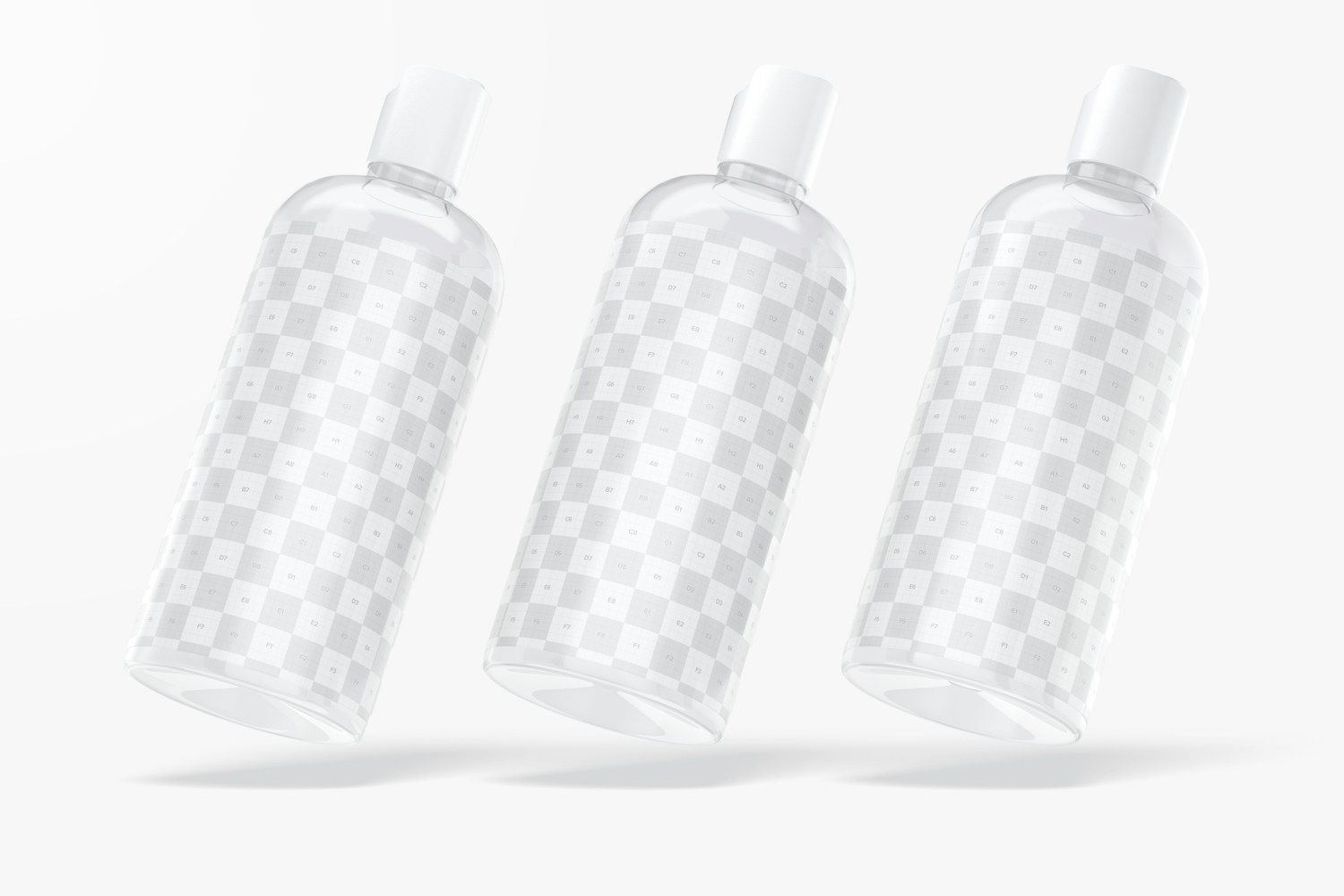 Plastic Body Wash Bottles Mockup, Leaned Plastic Body Wash Bottles Mockup, Leaned