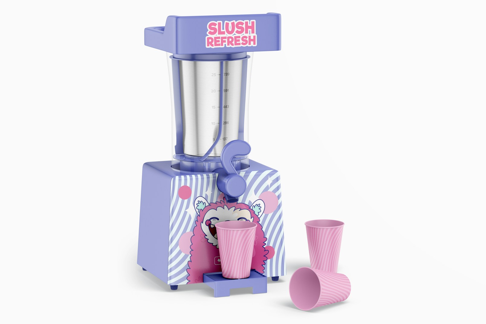 Slush Machine with Cups Mockup