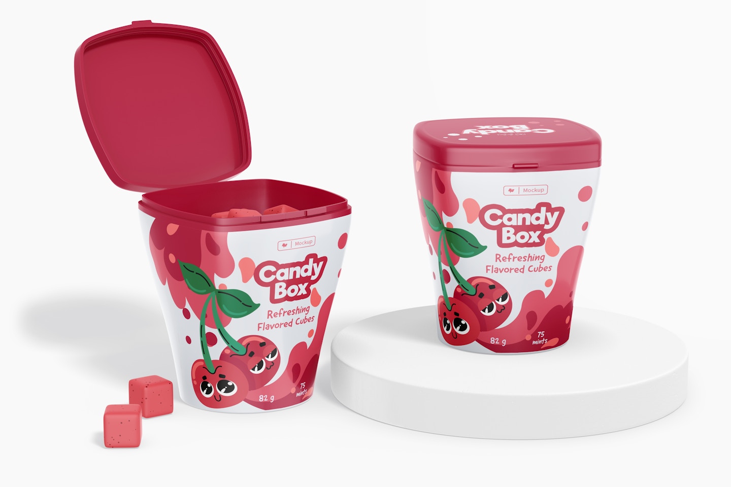 Plastic Candy Boxes Mockup