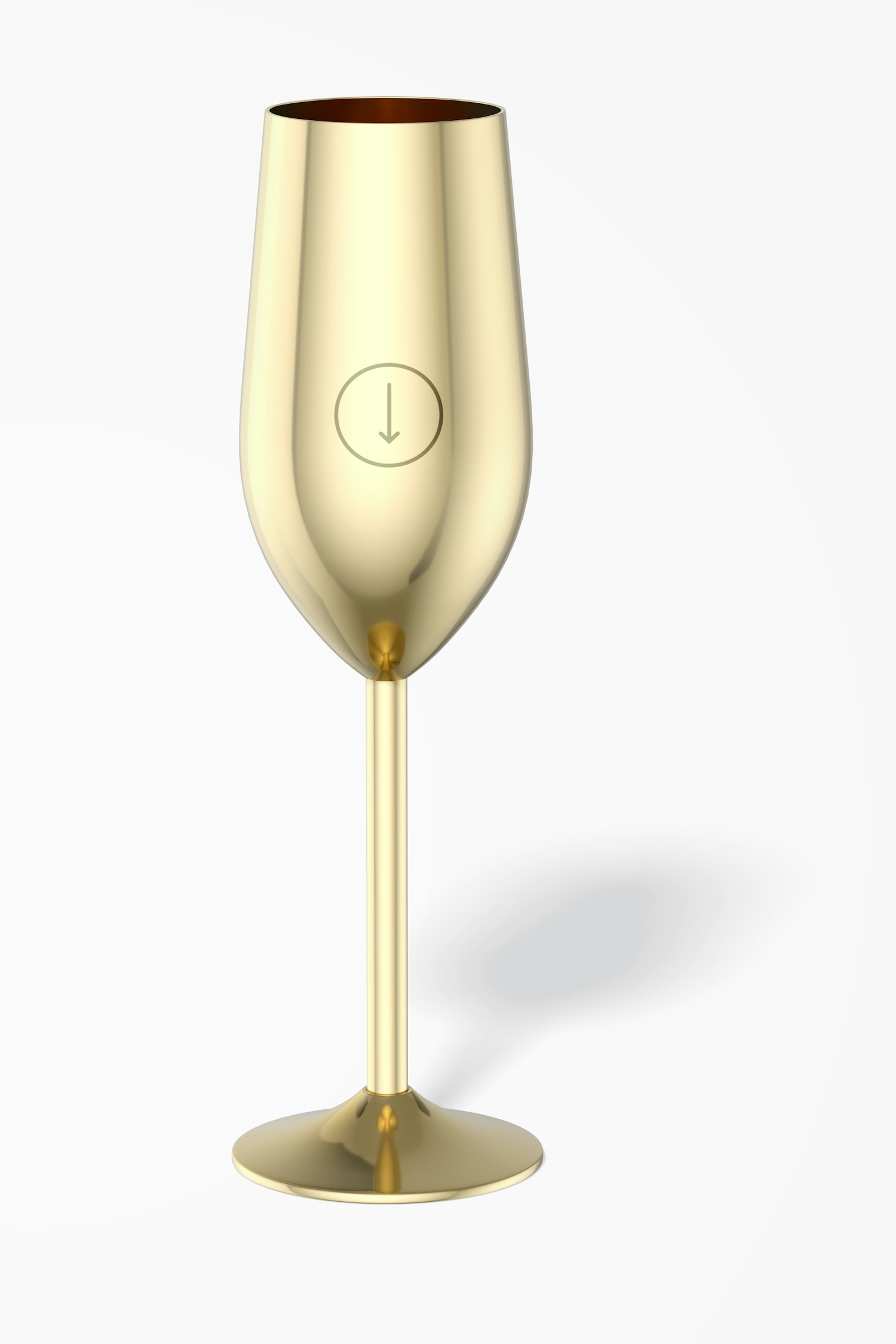 Stainless Steel Champagne Glass Mockup, Front View