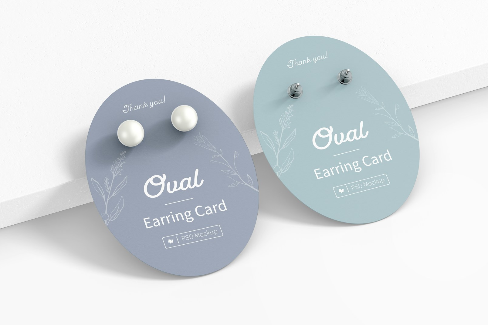 Oval Earring Cards Mockup, Leaned