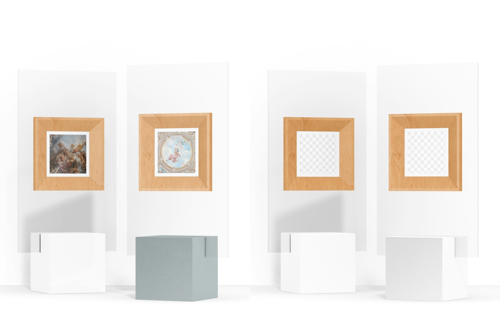 Exhibition Frames on Acrylic Stand Mockup, Perspective