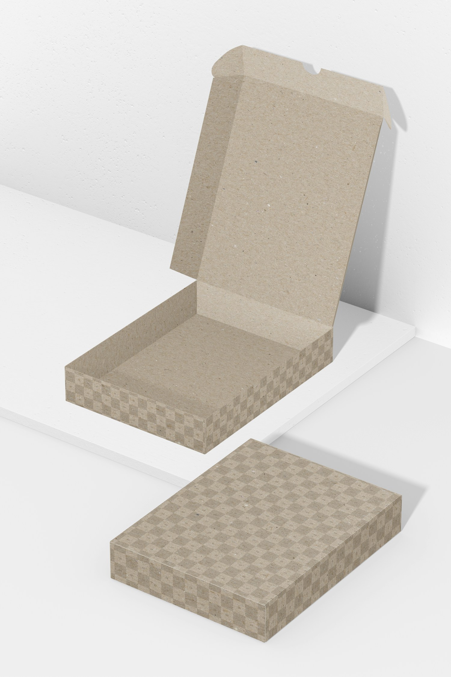 Large Cardboard Boxes Mockup, Opened and Closed