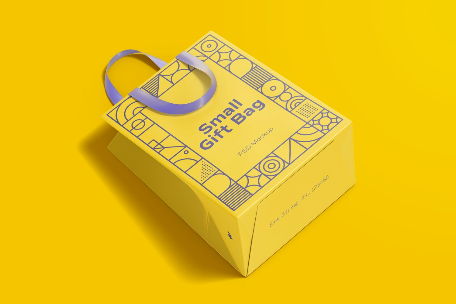 Small Gift Bag with Ribbon Handle Mockup, Top View Small Gift Bag with Ribbon Handle Mockup, Top View