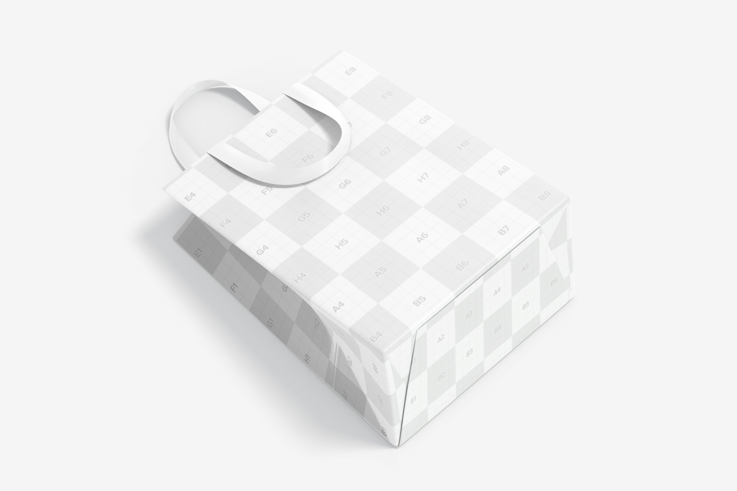 Small Gift Bag with Ribbon Handle Mockup, Top View Small Gift Bag with Ribbon Handle Mockup, Top View