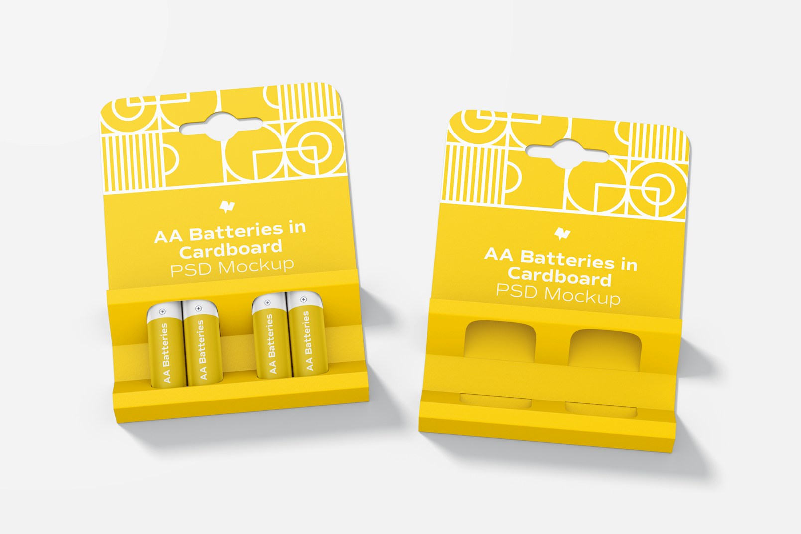 AA Batteries in Cardboards Mockup