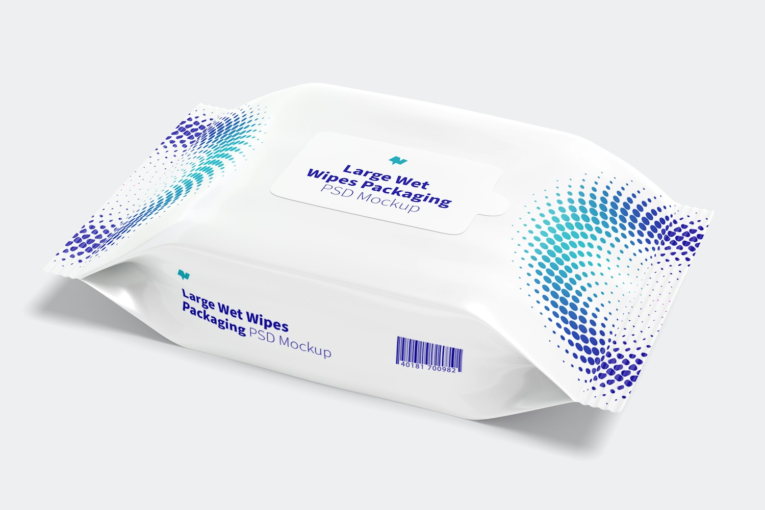 Large Wet Wipes Packaging Mockup, Perspective Large Wet Wipes Packaging Mockup, Perspective