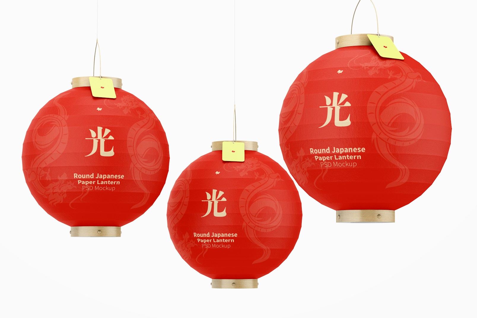 Round Japanese Paper Lanterns Set Mockup