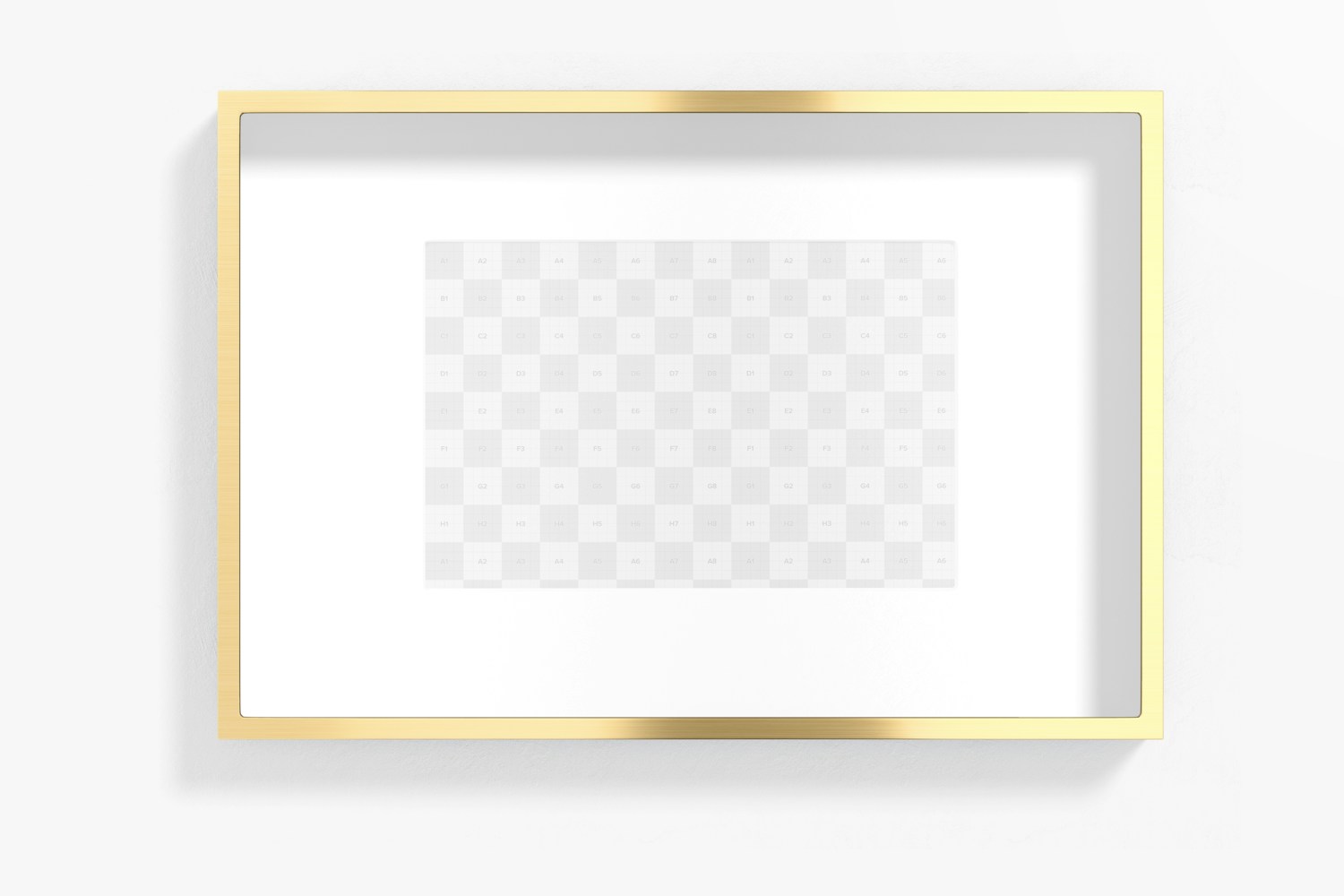 Metallic Medium Shadow Gallery Box Frame Mockup, Front View