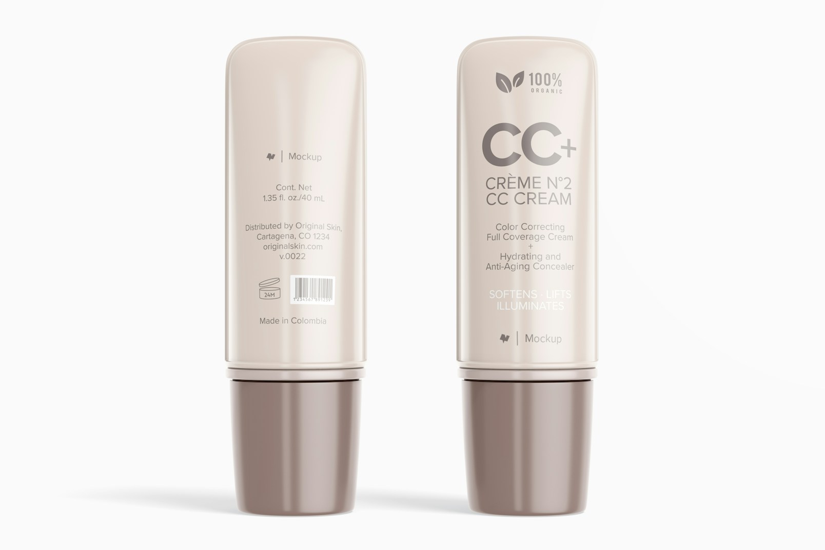 CC Cream Bottles PSD Mockup, Front View