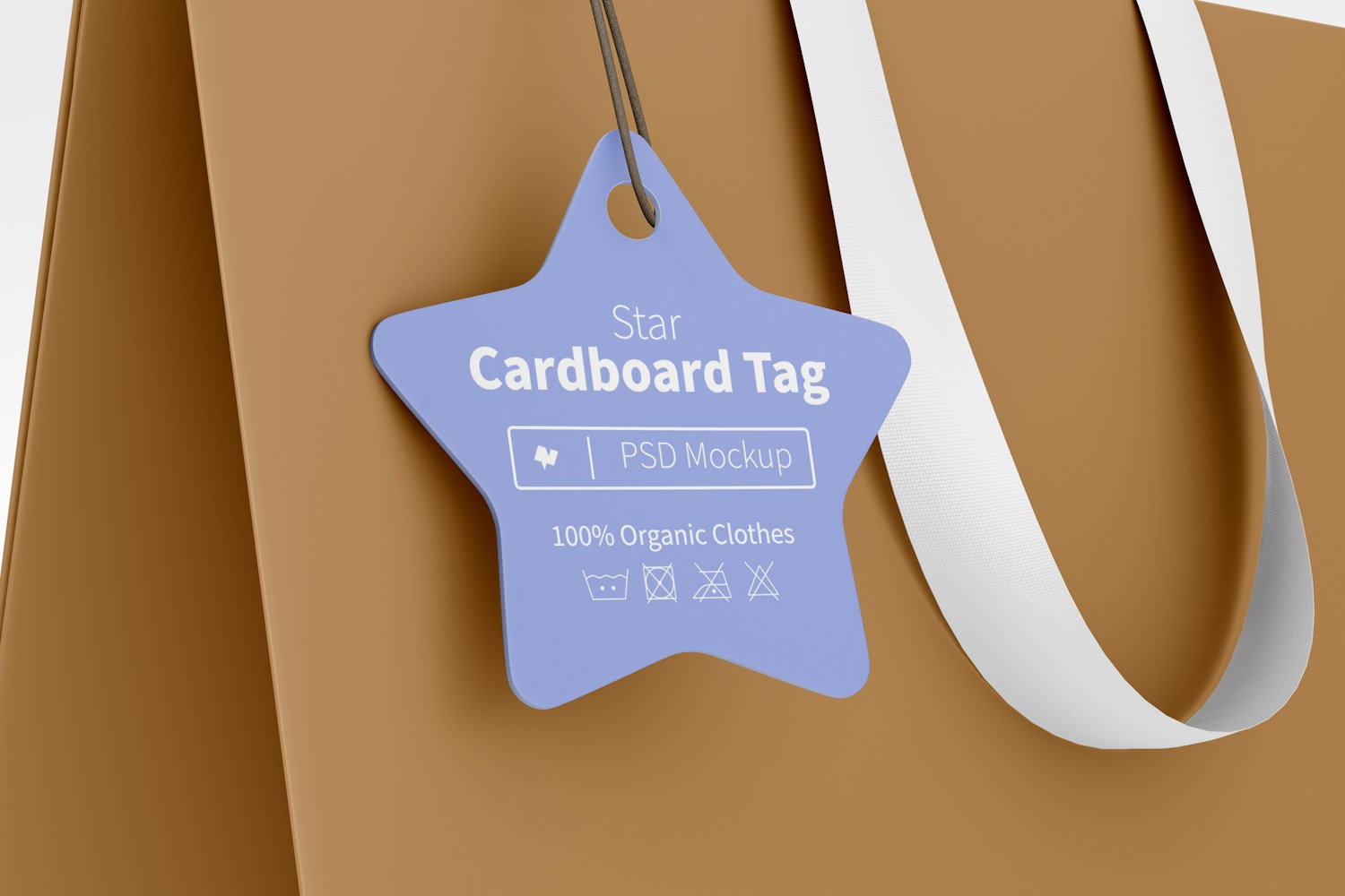 Star Cardboard Tag on Bag Mockup