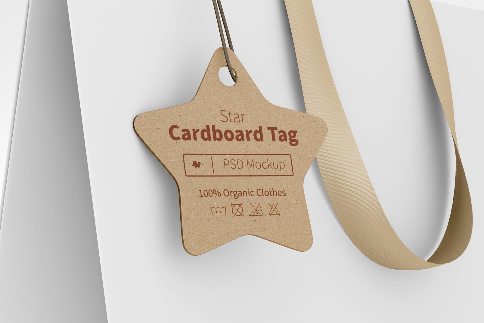 Star Cardboard Tag on Bag Mockup