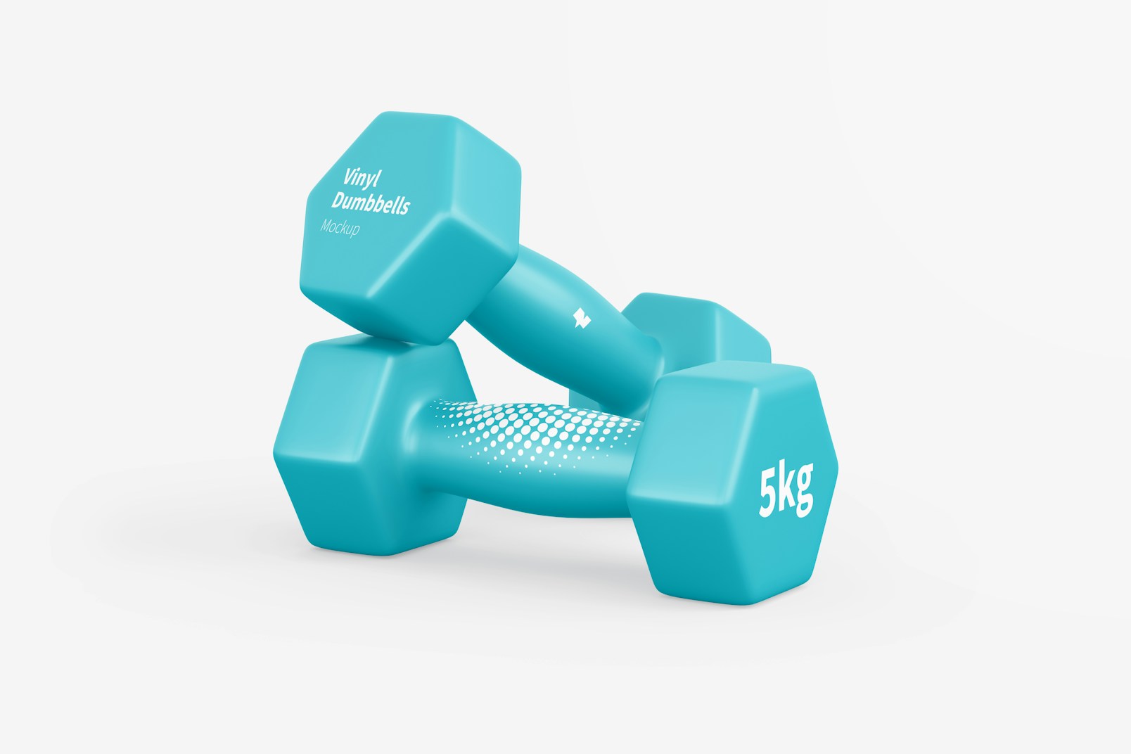 Vinyl Coated Dumbbells Mockup, Front View, Stacked