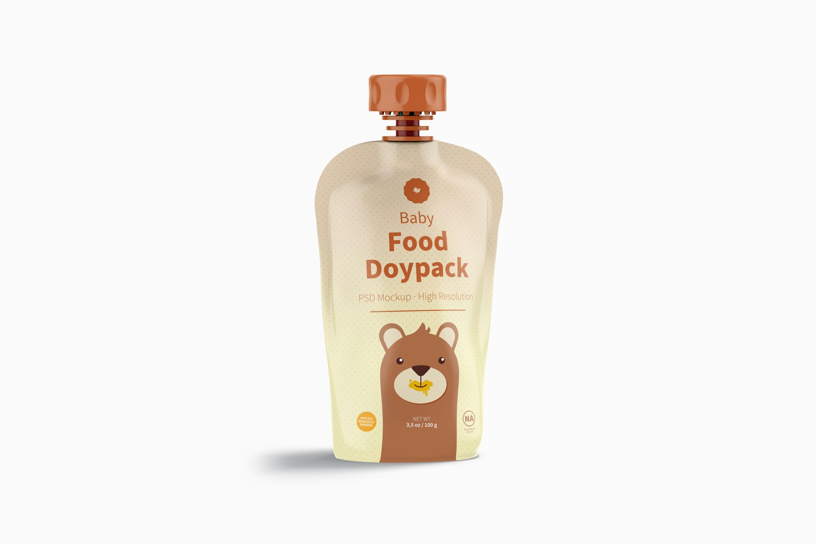 Baby Food Doypack Mockup, Front View