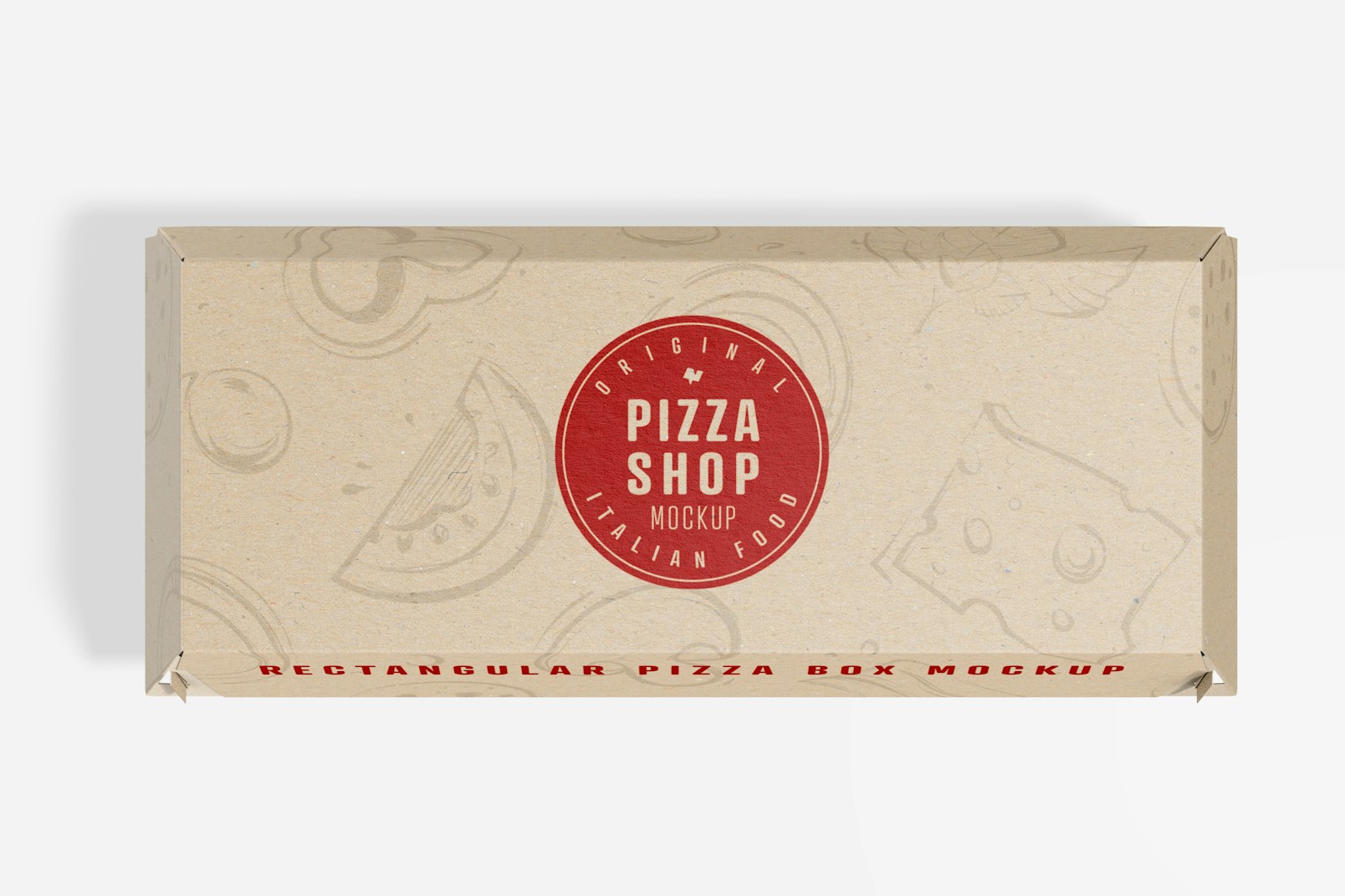 Rectangular Pizza Box Mockup, Top View
