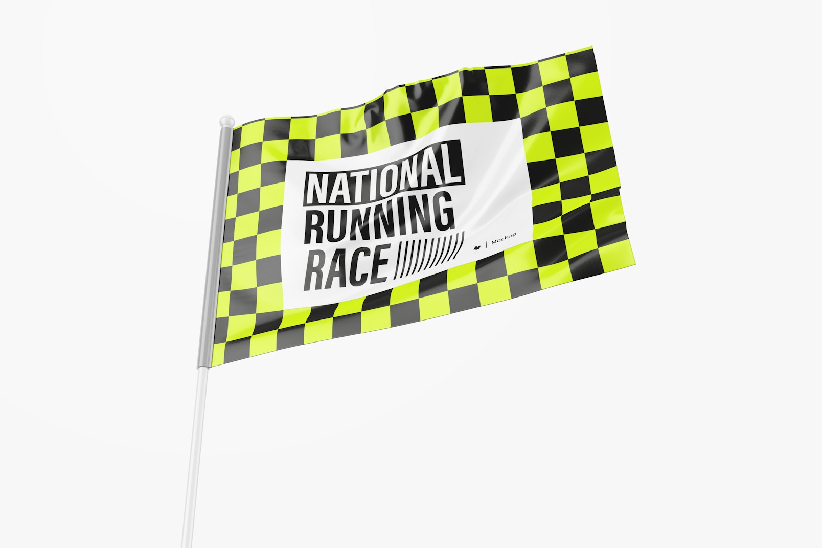 Racing Flag Mockup, Low Angle View