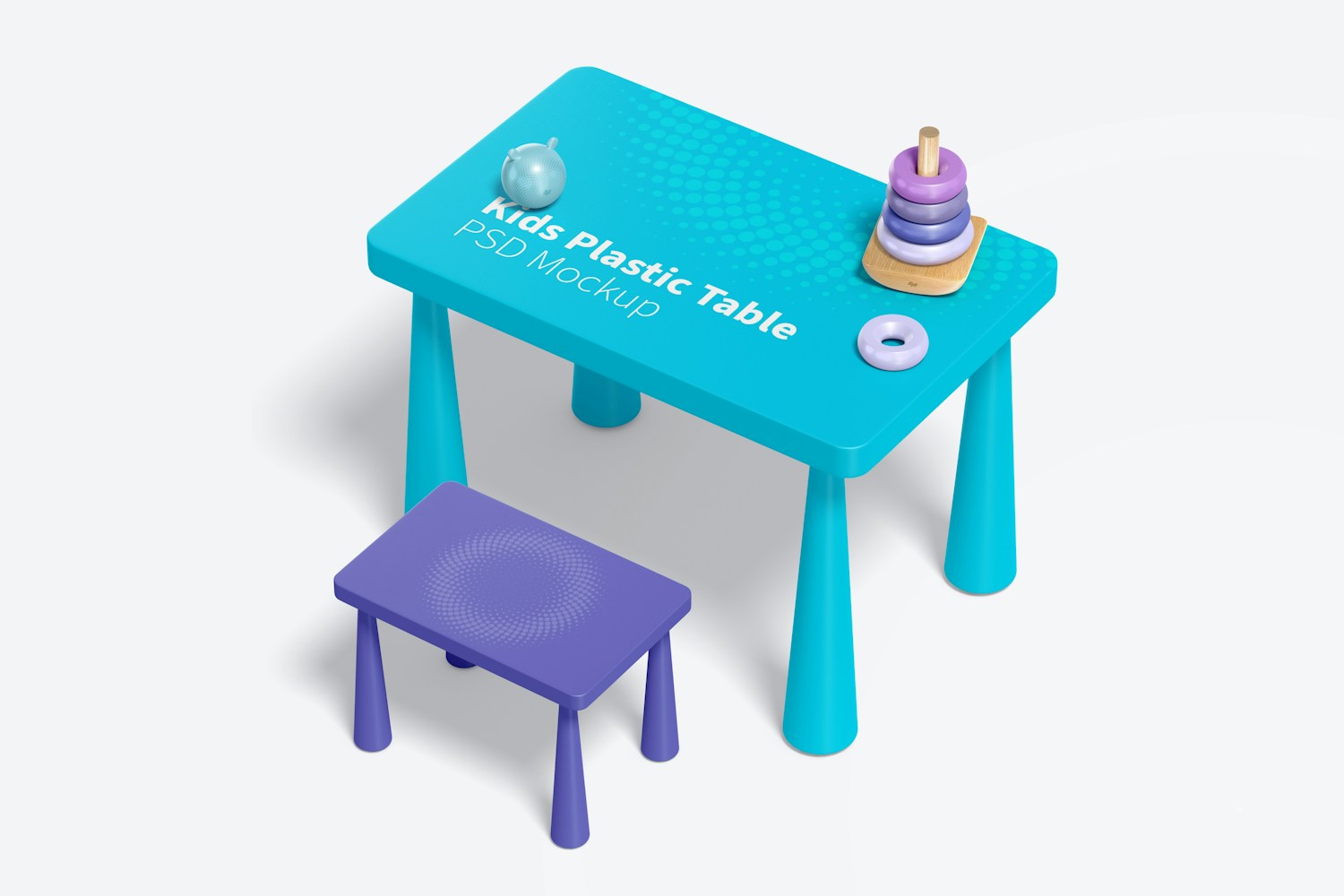Kids Plastic Table Mockup, Right View