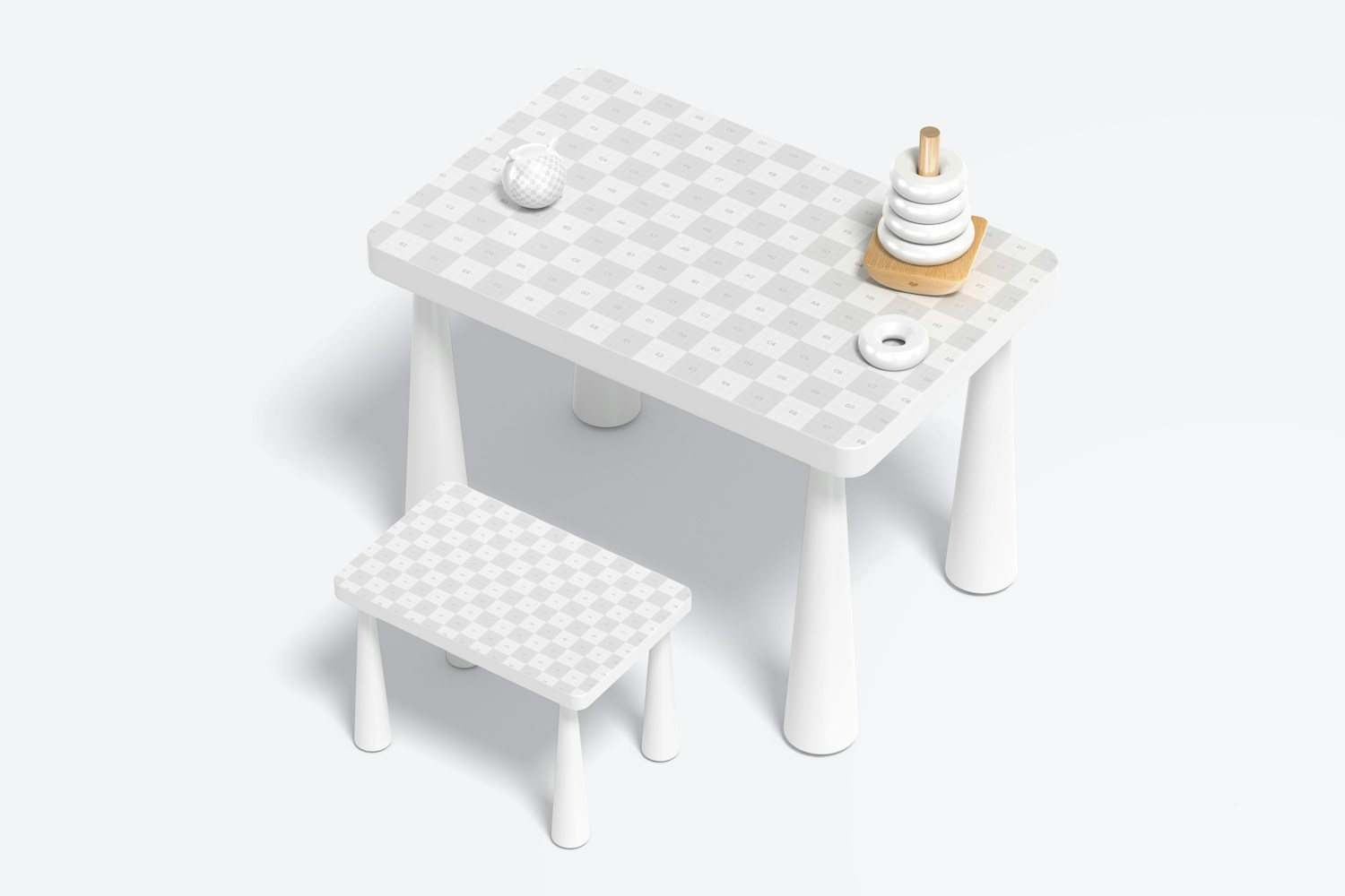 Kids Plastic Table Mockup, Right View Kids Plastic Table Mockup, Right View