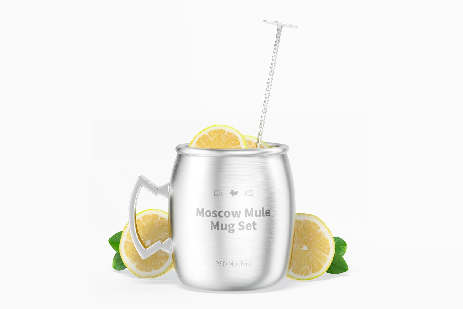 Moscow Mule Mug Set with Lemons Mockup