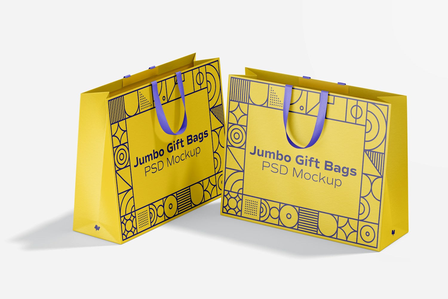 Jumbo Gift Bag with Ribbon Handle Mockup, Perspective Jumbo Gift Bag with Ribbon Handle Mockup, Perspective
