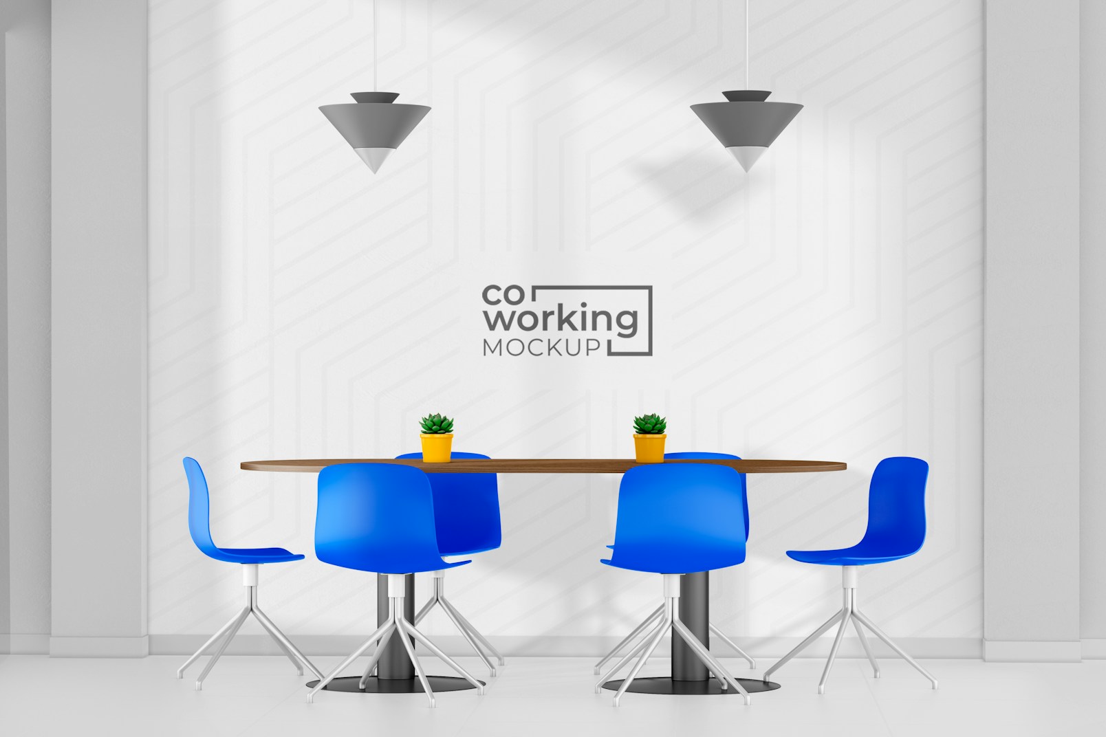 Coworking Meeting Room Mockup, Front View