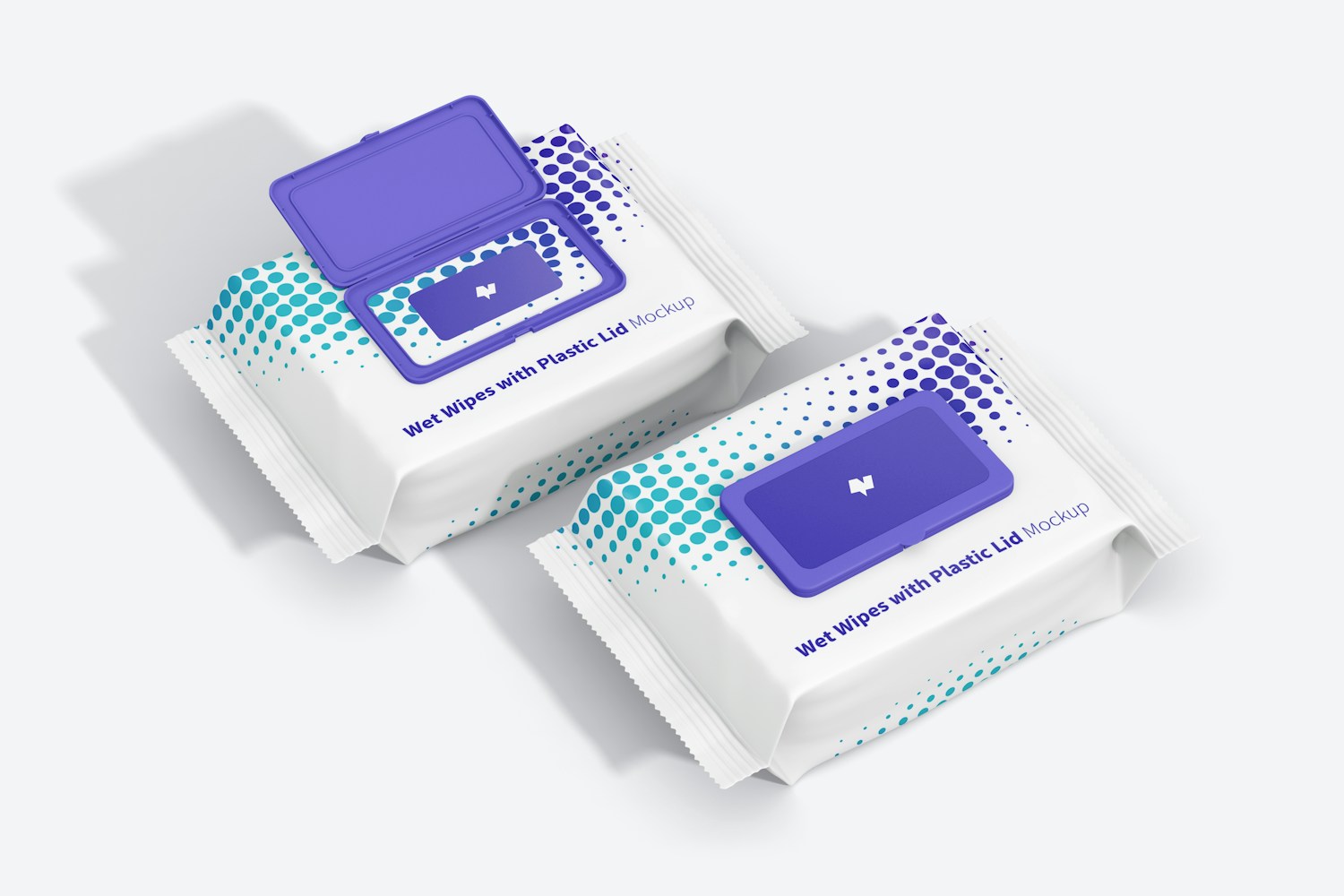 Wet Wipes Large Packaging with Plastic Lid Mockup, Right View