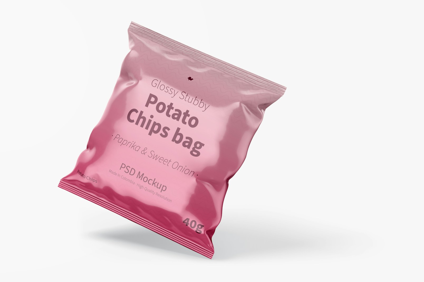 Glossy Stubby Chips Bag Mockup