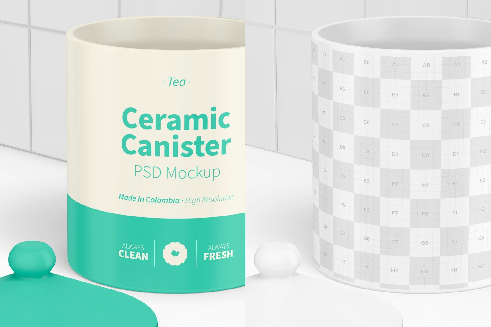 Ceramic Canister with Lid Mockup, Close Up