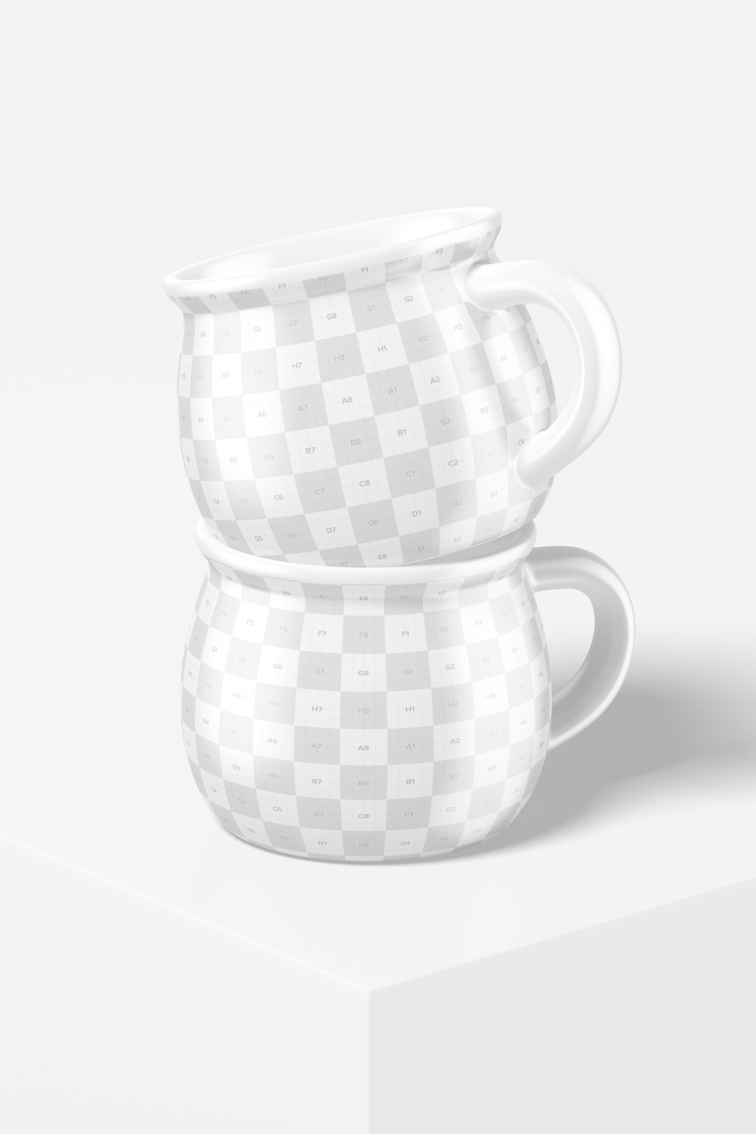 Round Enamel Cup Mockup, Stacked