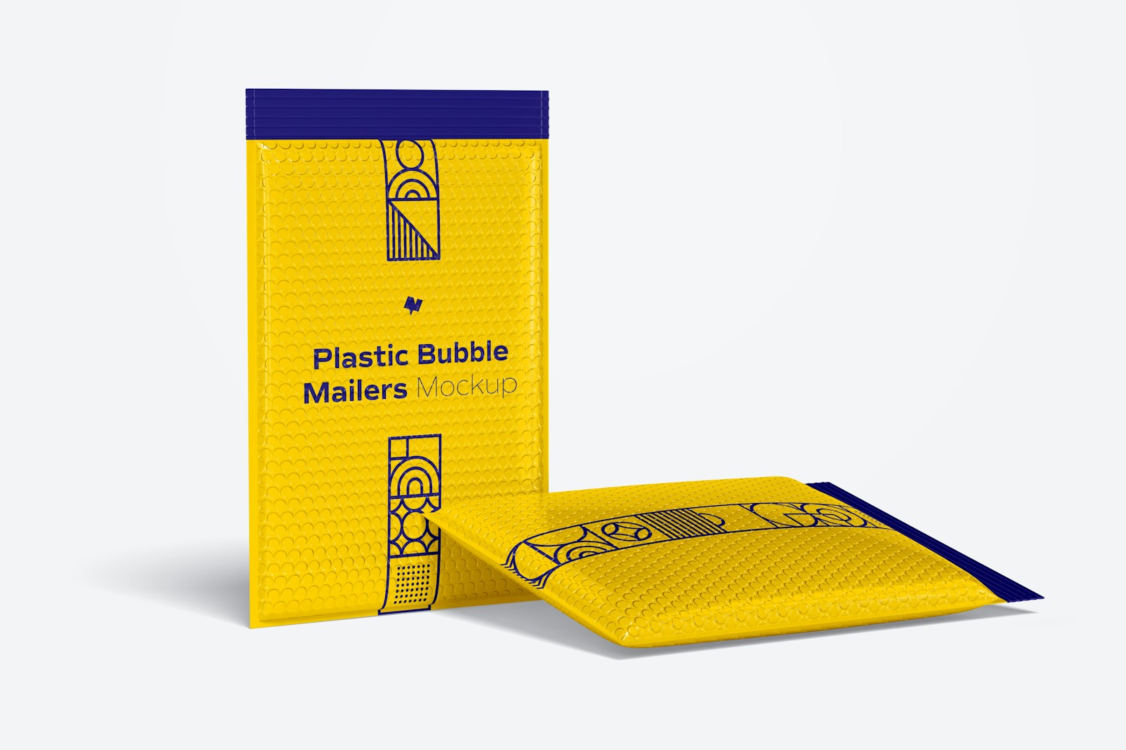 Plastic Bubble Mailers Mockup, Standing and Dropped