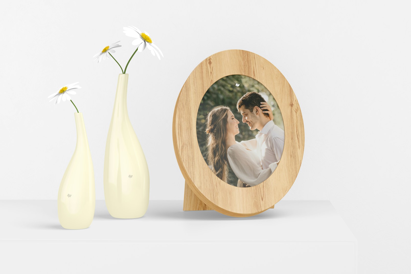 Oval Photo Frame Mockup, Front View
