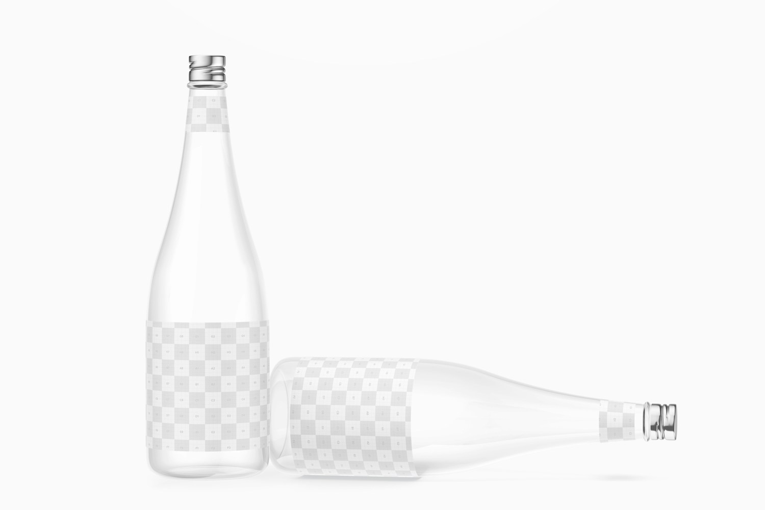 Glass Water Bottle Mockup, Dropped