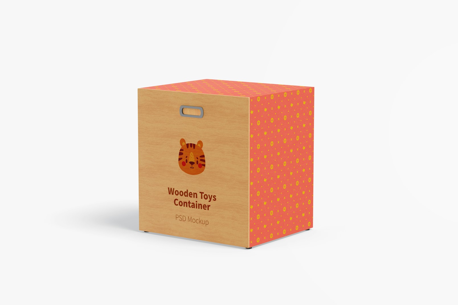 Wooden Toys Container with Wheels Mockup