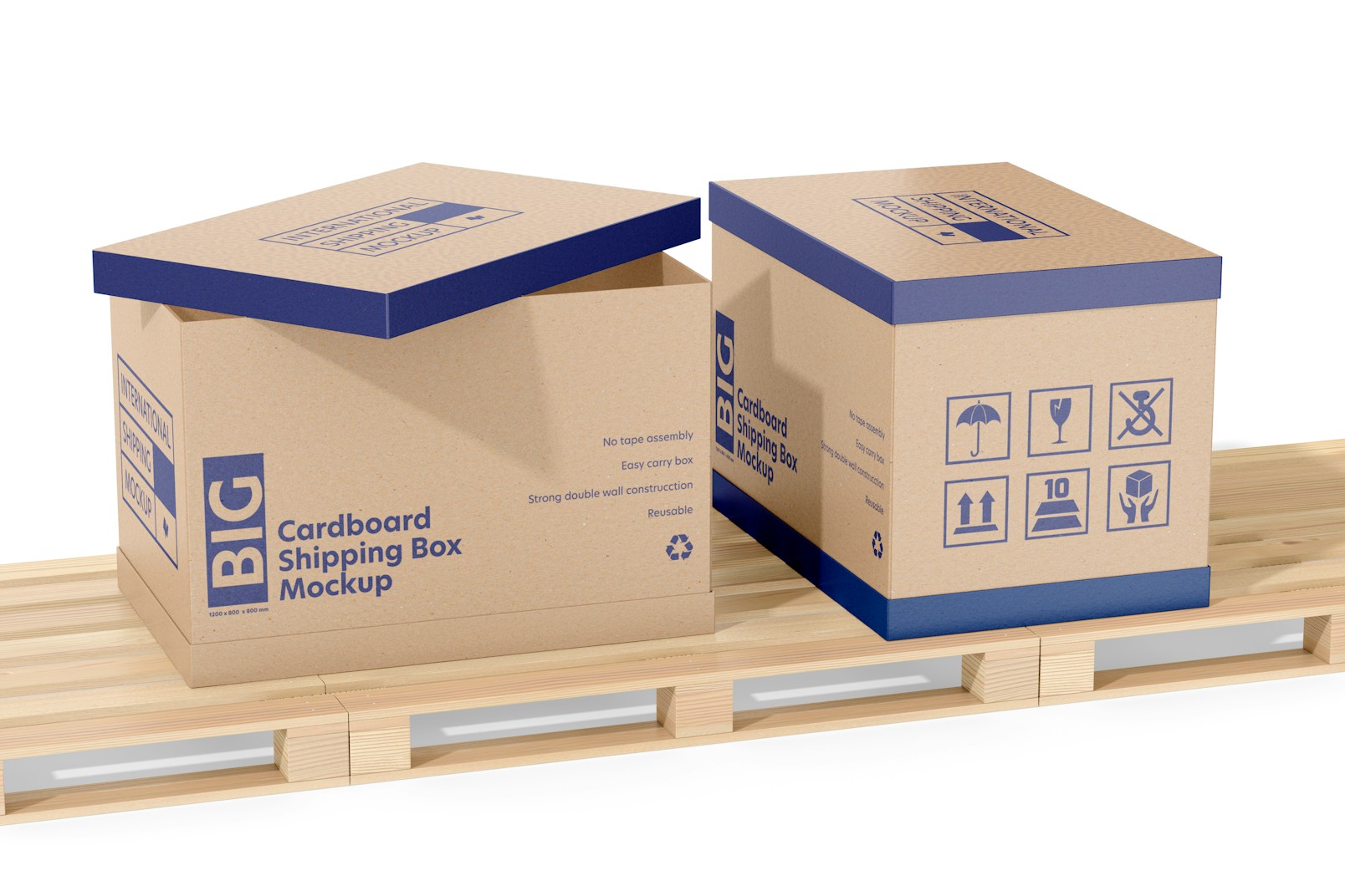 Cardboard Shipping Boxes Mockup, on Surface
