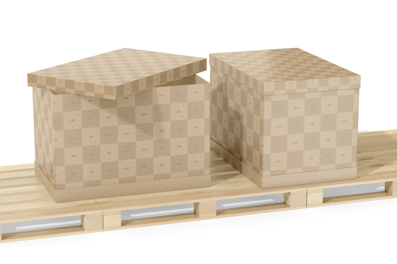 Maqueta de Cajas de Embalaje de Cartón, en Superficie
