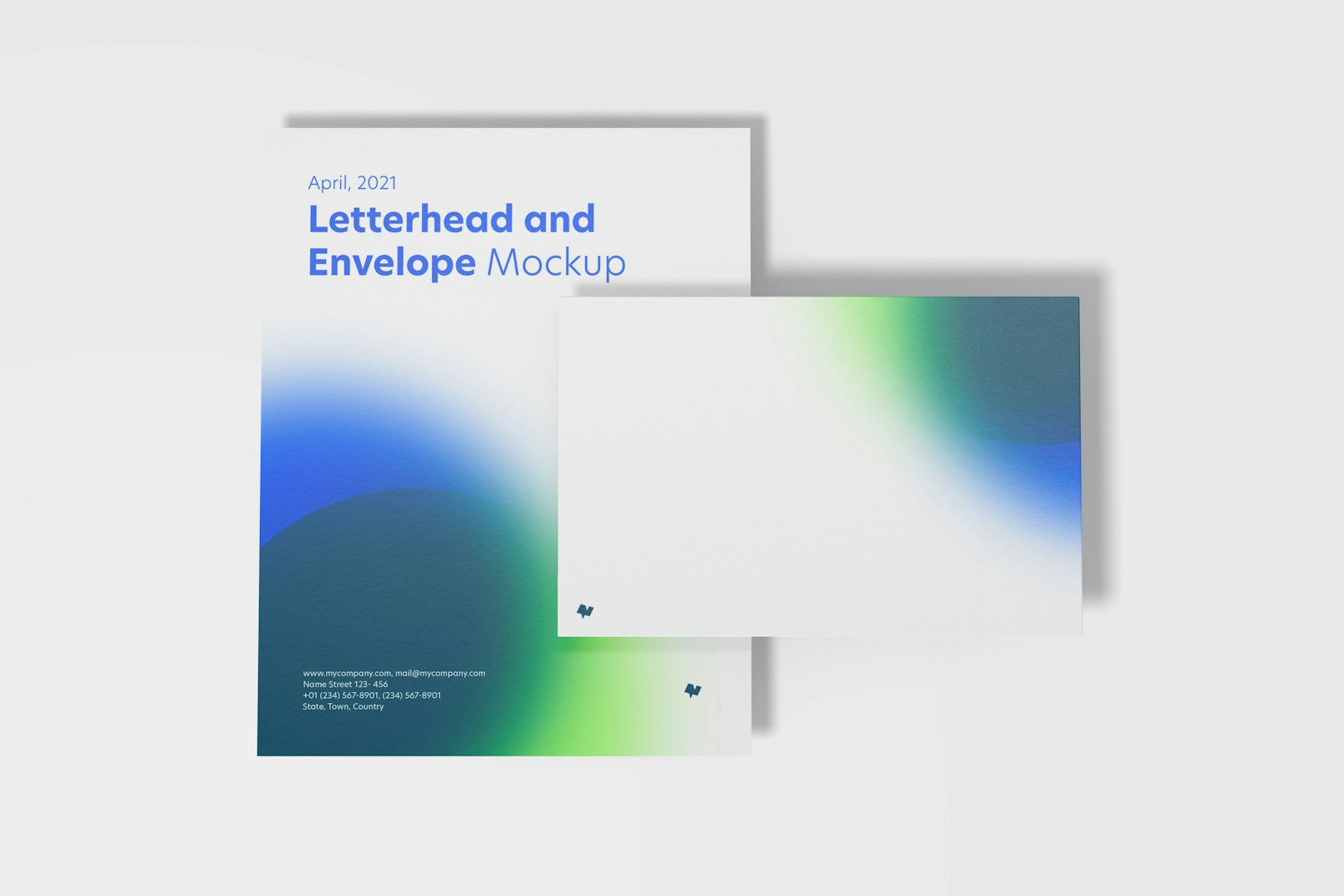Letterhead and Envelope Mockup, Top View