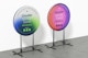 Circular Banner Stands Mockup, Left View