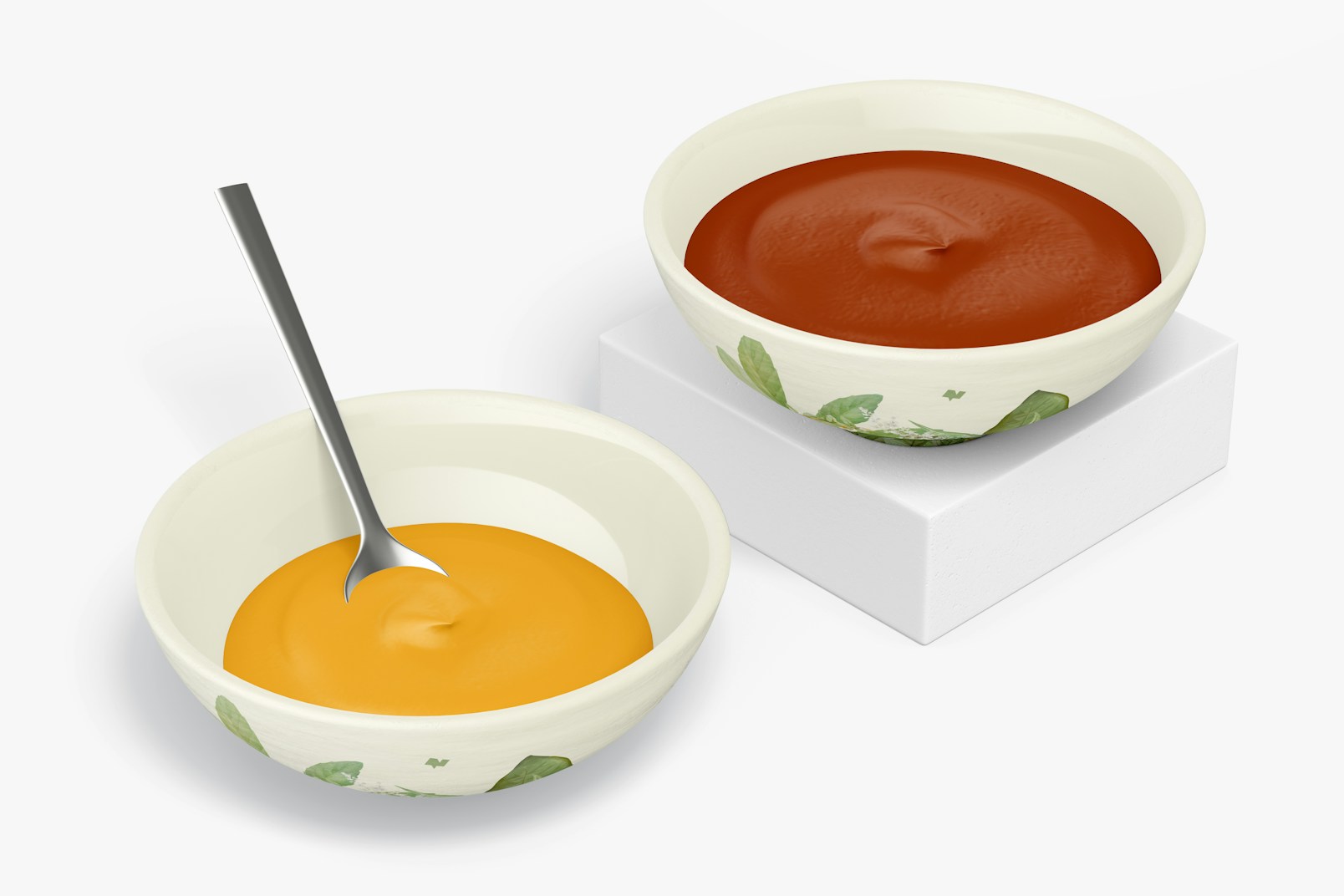 Small Sauce Dishes Mockup, Perspective