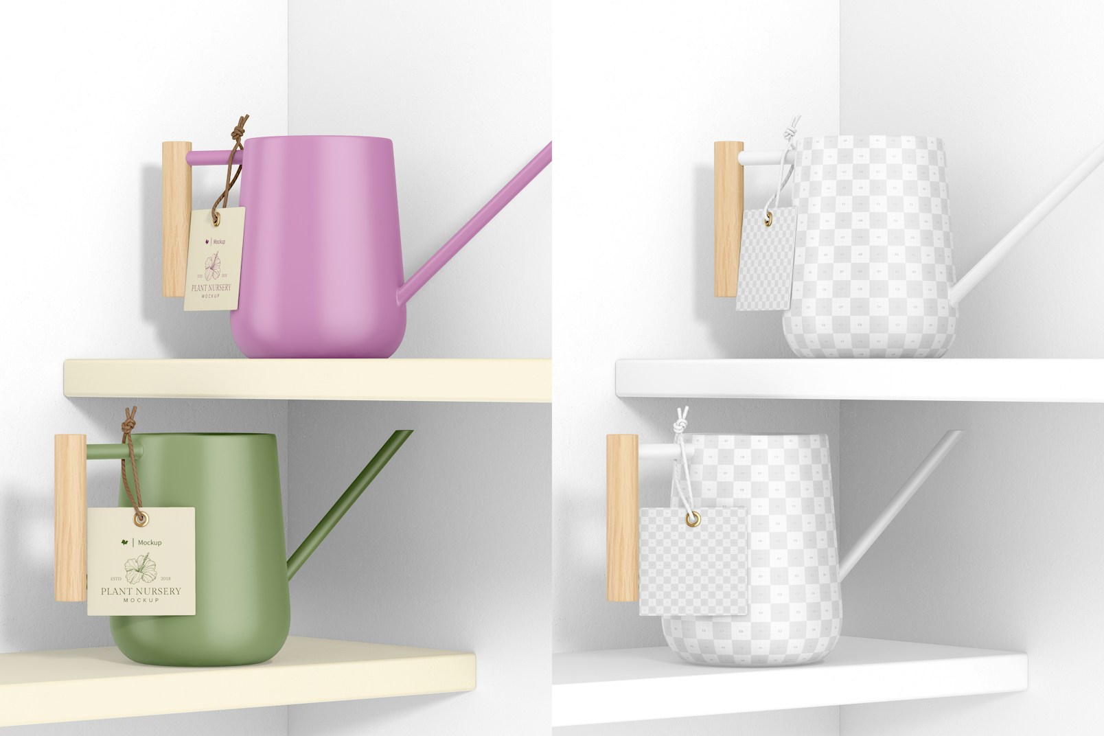 Watering Can with Tag Set Mockup