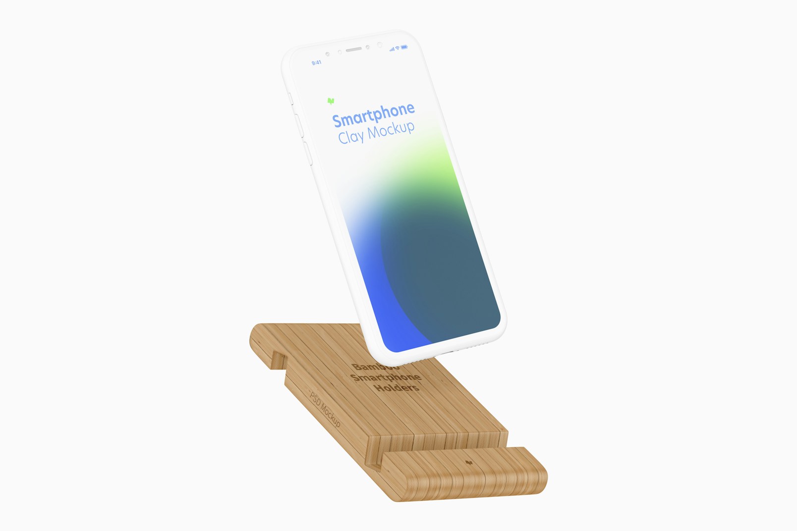 Bamboo Smartphone Holder Mockup, Floating